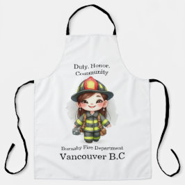 カメラと明るいギアの喜びの消防士 エプロン