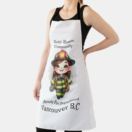 カメラと明るいギアの喜びの消防士 エプロン (インサイチュ)