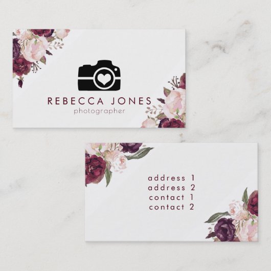 カメラと水の色の花 名刺 (正面/裏面)