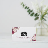 カメラと水の色の花 名刺 (スタンド正面)