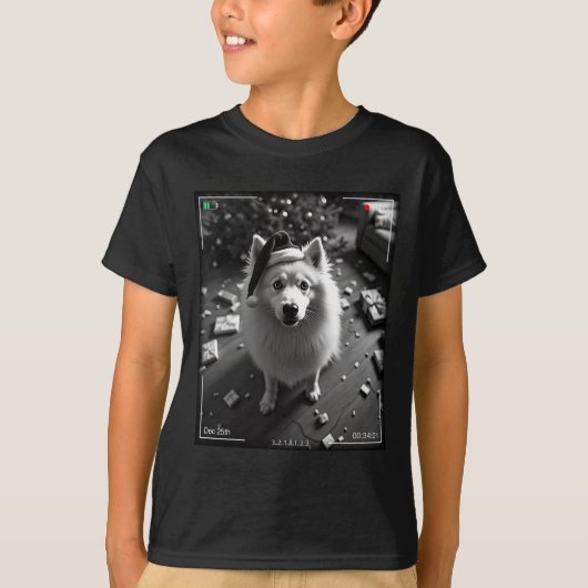 カメラに収まったクリスマスのサモエイ Tシャツ (正面)