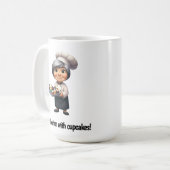 カメラに向けてポーズを取る幸福なパティシエ コーヒーマグカップ (正面左)