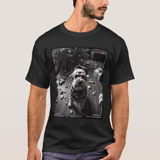 カメラに捉えられたクリスマスのシュナウザー Tシャツ (正面)