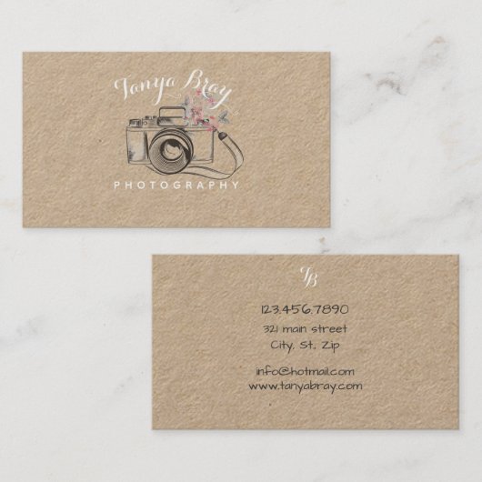 カメラのスケッチの素朴な写真撮影の名刺 名刺 (正面/裏面)
