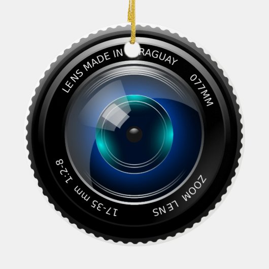 カメラのズームレンズの写真撮影のカメラマンのギフト セラミックオーナメント (裏面)