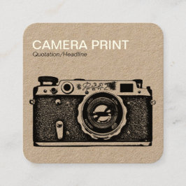 カメラのプリント-クリーム + クラフトカードの黒 スクエア名刺