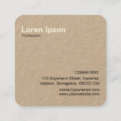 カメラのプリント-クリーム + クラフトカードの黒 スクエア名刺 (裏面)