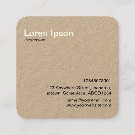 カメラのプリント-クリーム + クラフトカードの黒 スクエア名刺 (裏面)