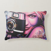 カメラはっきりしたモノグラム付きGrafitti女性 アクセントクッション (正面)