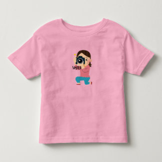 カメラを持ったかわいい女の子 – かわいいキャラクターの写真家 トドラーTシャツ