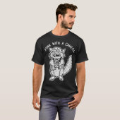 カメラを持ったアライグマのパンクロック Tシャツ (正面フル)