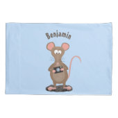 カメラを持ったユーモアあふれるネズミの漫画イラスト 枕カバー (裏面)