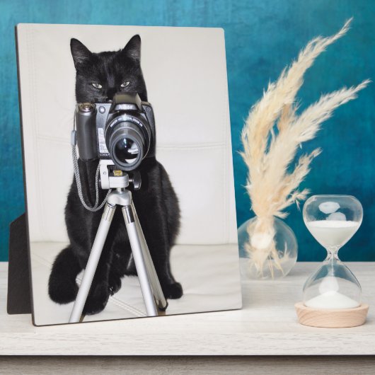 カメラを持った猫 フォトプラーク (側面)