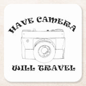 カメラを持って、旅行する – Stone Coaster スクエアペーパーコースター (正面)