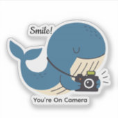カメラを持つかわいいクジラ シール (正面)