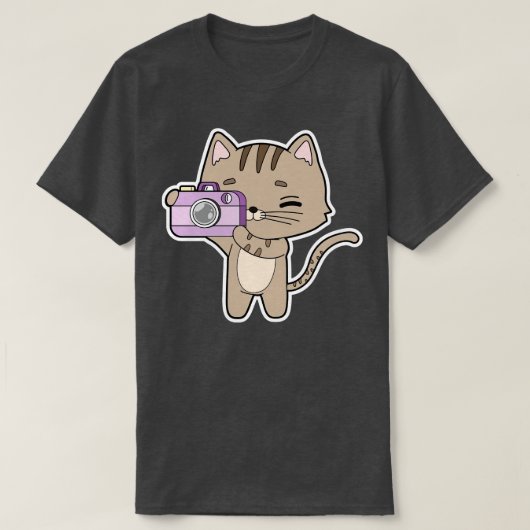 カメラを持つ写真家としての猫 Tシャツ (デザイン正面)