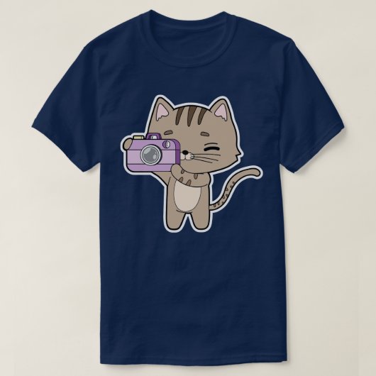 カメラを持つ写真家としての猫 Tシャツ (デザイン正面)