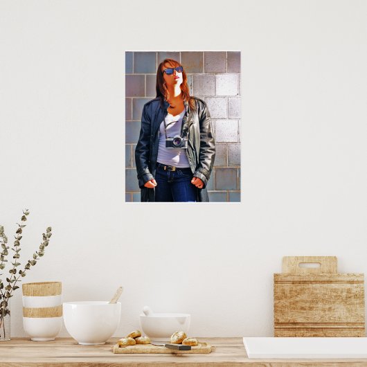 カメラを持つ少女 ポスター (キッチン)