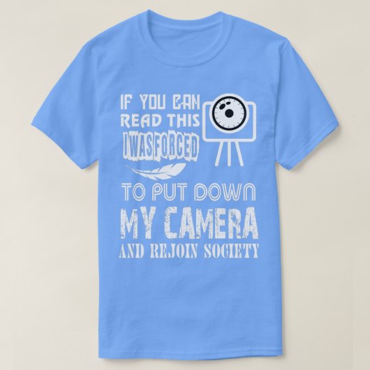 カメラを置いて社会復帰する Tシャツ (デザイン正面)