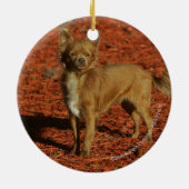 カメラを見ているチワワ セラミックオーナメント (裏面)