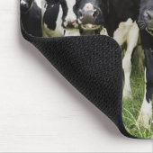 カメラを見ながら列に並んでいる牛 マウスパッド (コーナー)