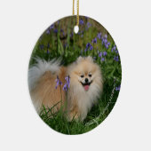 カメラを見ます立つポメラニア犬 セラミックオーナメント (右)