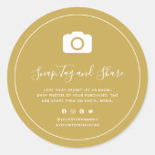 カメラアイコン白縁どスナップ共有カスタムカラー ラウンドシール (正面)