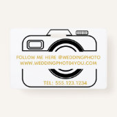カメラアイコン結婚のフォトグラファーのビジネスバッジ バッジ (裏面)