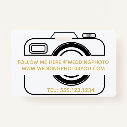 カメラアイコン結婚のフォトグラファーのビジネスバッジ バッジ (裏面)