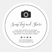 カメラアイコン黒縁どスナップラベルおよび共有 ラウンドシール (正面)