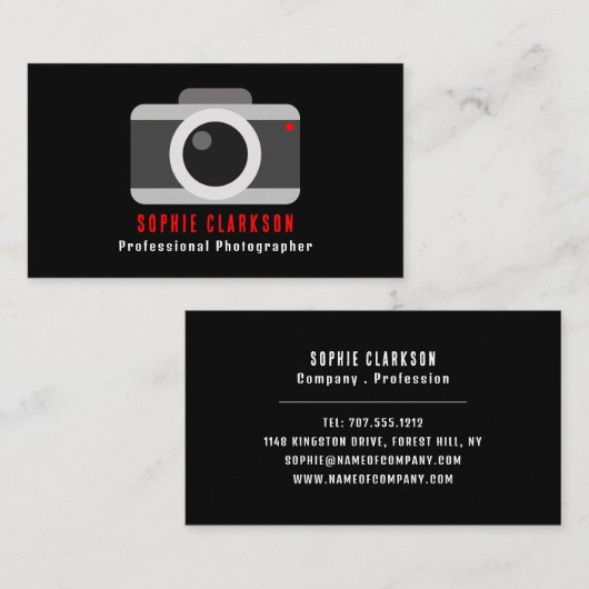 カメラアイコン、写真家、写真 名刺 (正面/裏面)