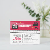 カメラアクション映画の夜の誕生日パーティーをライト 招待状 (スタンド正面)