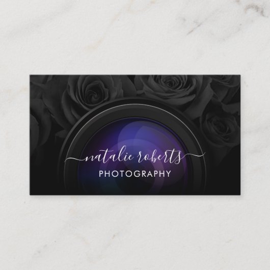 カメラカメラカメラブラック花の写真 名刺 (正面)