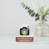 カメラカラフルレンズシャッター | クリエイティブ | アーティスト スクエア名刺 (スタンド正面)