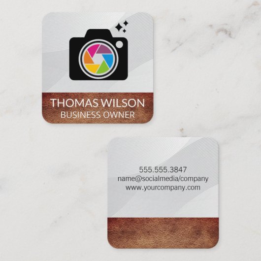 カメラカラフルレンズシャッター | クリエイティブ | アーティスト スクエア名刺 (正面/裏面)