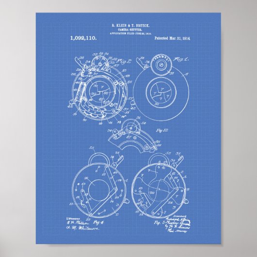カメラシャッター1914特許設計図 ポスター (正面)