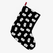 カメラパターンレトロのカメラの芸術のプリントのデザイン ラージクリスマスストッキング (正面 (吊り時))