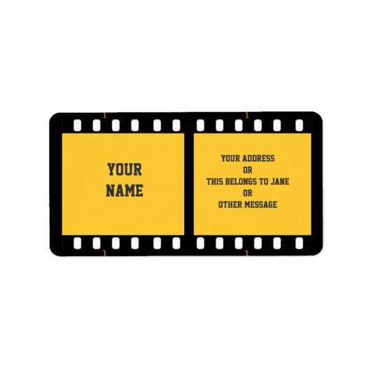 カメラフィルムストリップ黄色名景品ラベル蔵書票 ラベル (正面)
