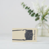カメラベージュスタイリッシュレトロブルー 名刺 (スタンド正面)