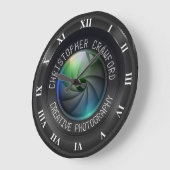 カメラマンおよび写真撮影ビジネスカメラレンズ ラージ壁時計 (傾斜)