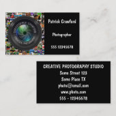 カメラマンおよび写真撮影ビジネスカメラレンズ 名刺 (正面/裏面)