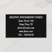 カメラマンおよび写真撮影ビジネスカメラレンズ 名刺 (裏面)