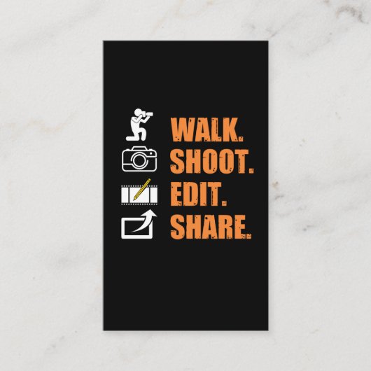 カメラマンことわざウォークシュート編集共有おもしろい写真 名刺 (正面)