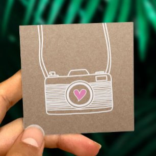 カメラマンのかわいいカメラの写真撮影素朴なクラフト スクエア名刺