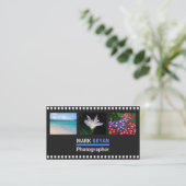 カメラマンのためのシンプルなフィルムのストリップの背景 名刺 (スタンド正面)