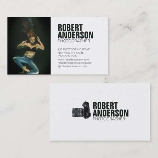 カメラマンのためのモダンな写真の名刺 名刺 (正面/裏面)