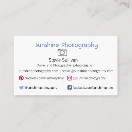 カメラマンのための完全なカメラの名刺 名刺 (正面)