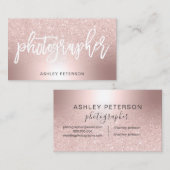 カメラマンのばら色の金ゴールドのグリッターのグラデーションな金属ホイル 名刺 (正面/裏面)