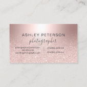 カメラマンのばら色の金ゴールドのグリッターのグラデーションな金属ホイル 名刺 (裏面)