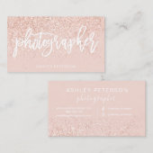 カメラマンのばら色の金ゴールドのグリッターの赤面のピンク 名刺 (正面/裏面)